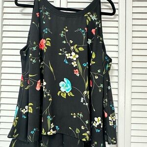 Floral Black Sleeveless Top